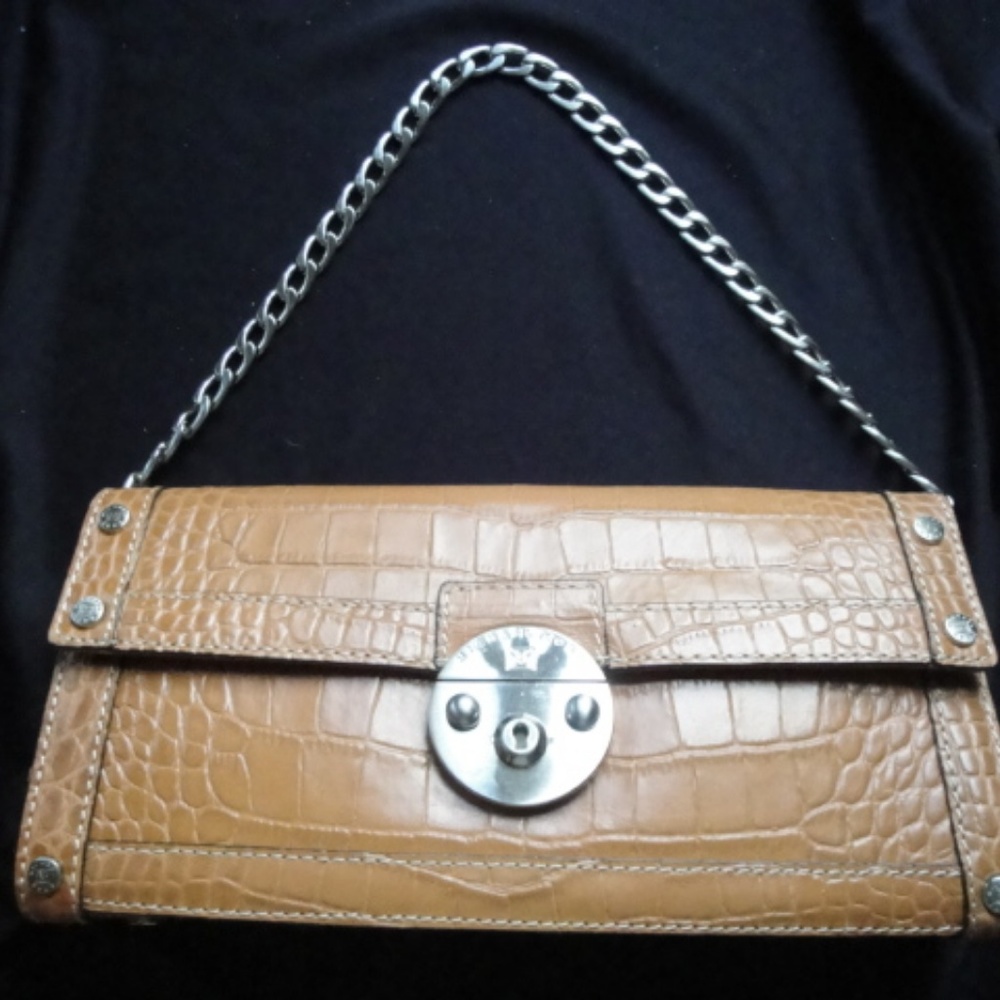 MICHAEL KORS LEATHER CROC EMBOSSED SHOULDER BAG